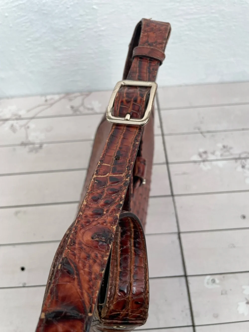 Brahmin Burnt Sienna Croc-Embossed Leather Hobo